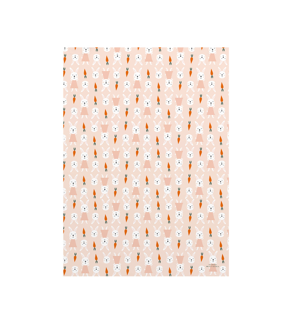 Wrapping paper I rabbits in pink