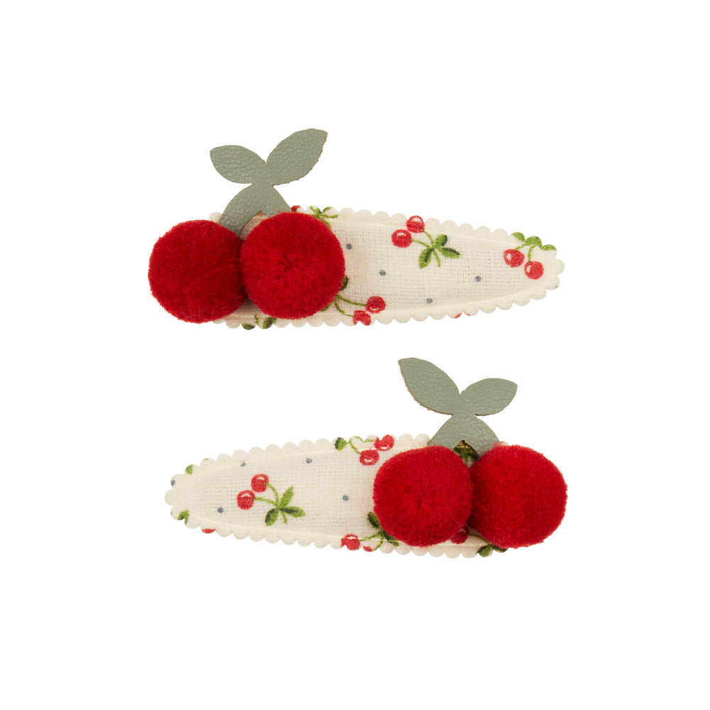 "Cherries" hair clips in a set of 4